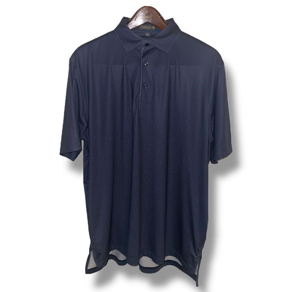 Navy Peter Millar Summer Comfort Polka Dot Golf Polo Shirt L